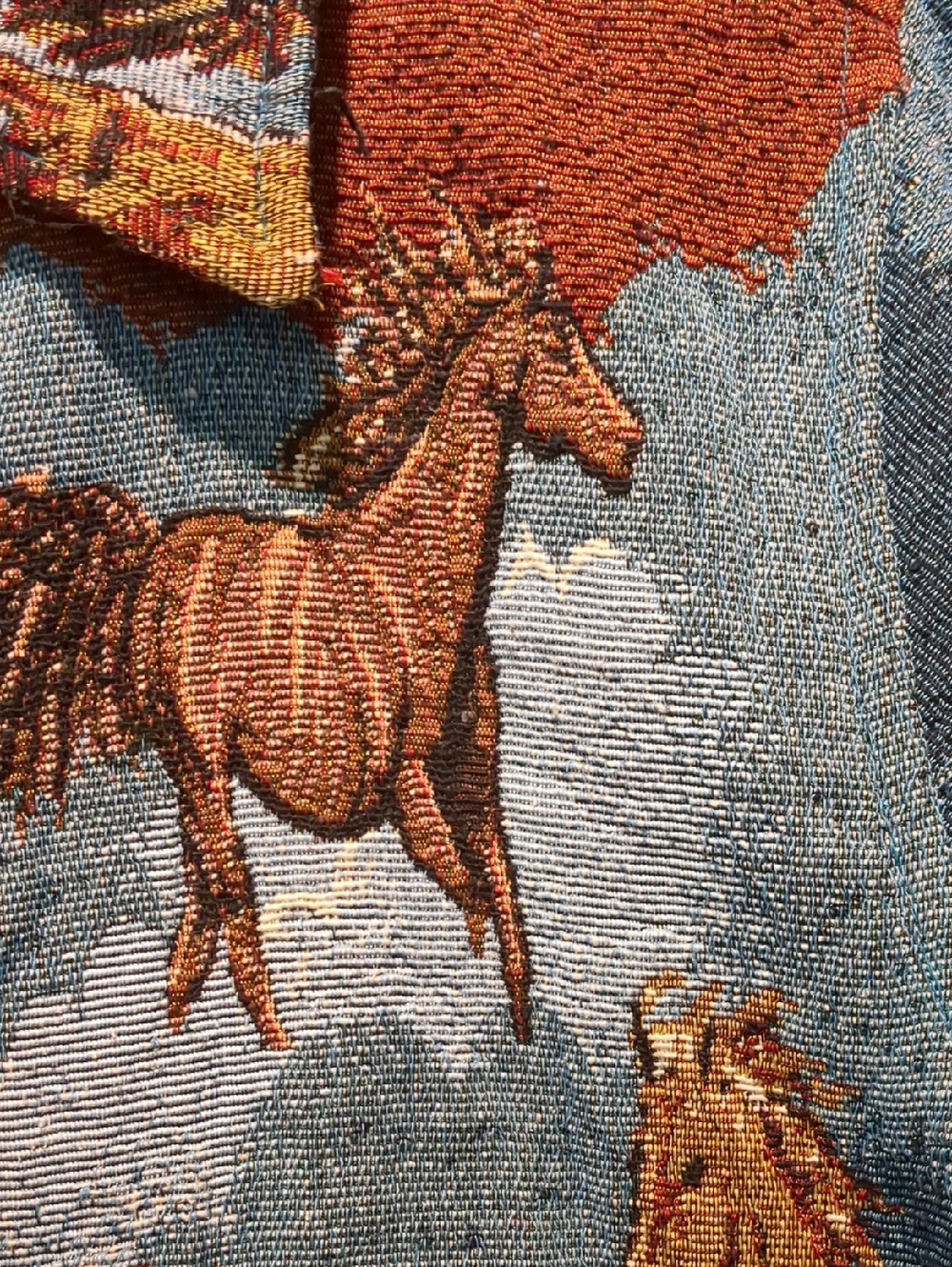 Jane Ashley Vintage Horse Tapestry Women's Blue Blouse Western Jacket, Sz Medium - Picture 3 of 8